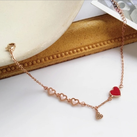 Just In❤️Adorable Red Heart RoseGold Bracelet - Picture 4 of 8